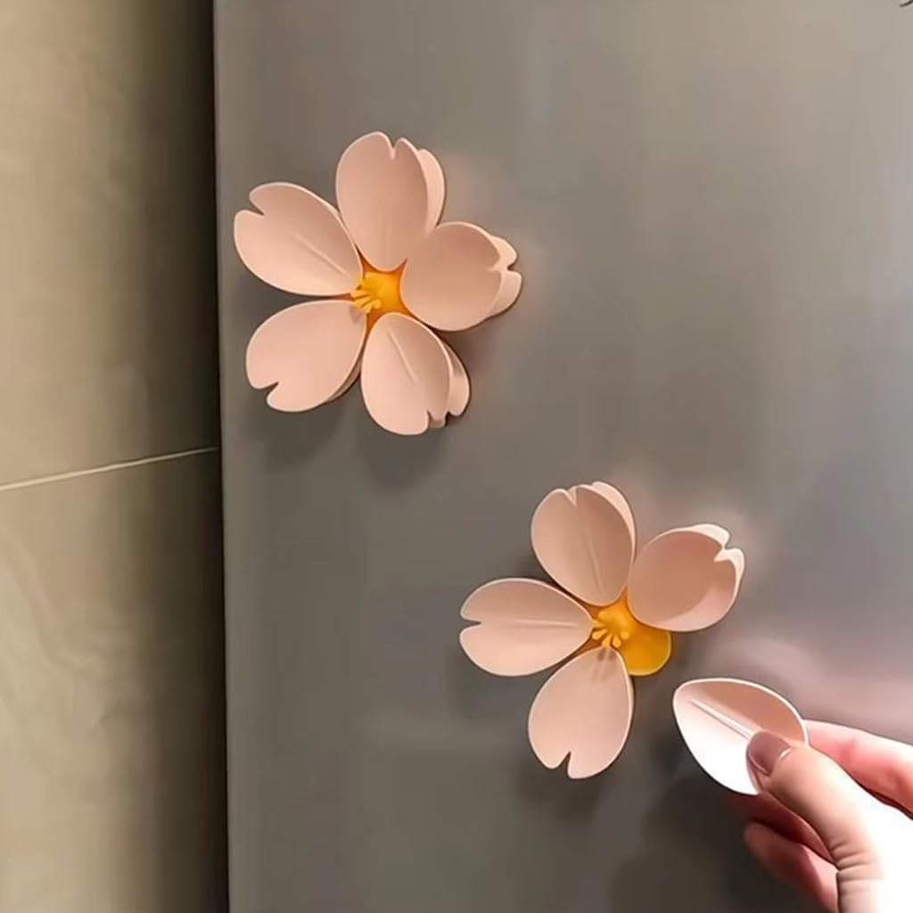 Supvox Food Bag Clips 5 Pcs for Kitchen Storage featuring Sakura Petal Shape and Magnetic Holder | Decorative Sealing Clips