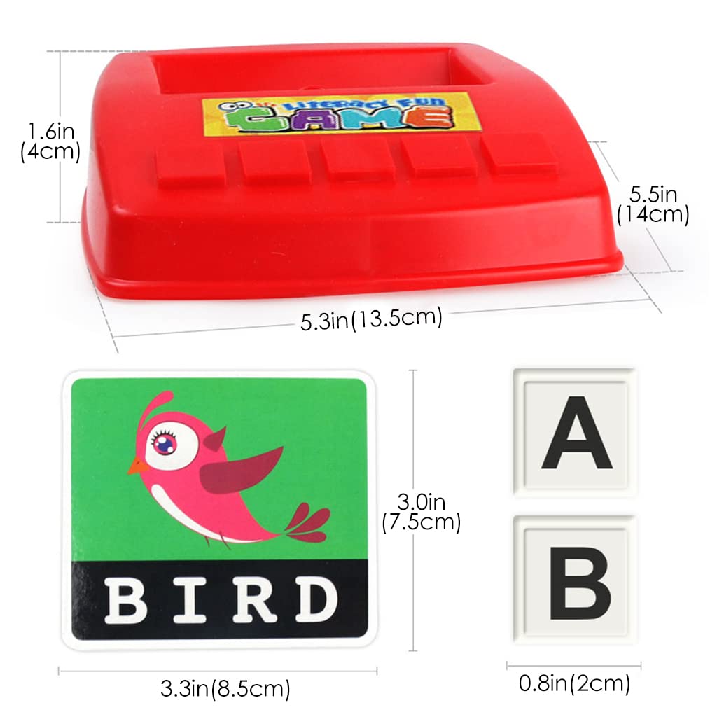 PATPAT Preschool Spelling Puzzle Game with 60 Word Cards & 52 Letter Blocks for Kids 3–8 | Fun English and Math Learning Toy