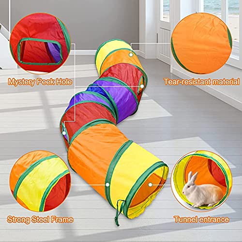 Qpets® Cat Hiding Toy Cat Tunnel Bag Indoor Interactive Print Tunnel Bag with Plush Toy Hiding Training Toy for Kittens