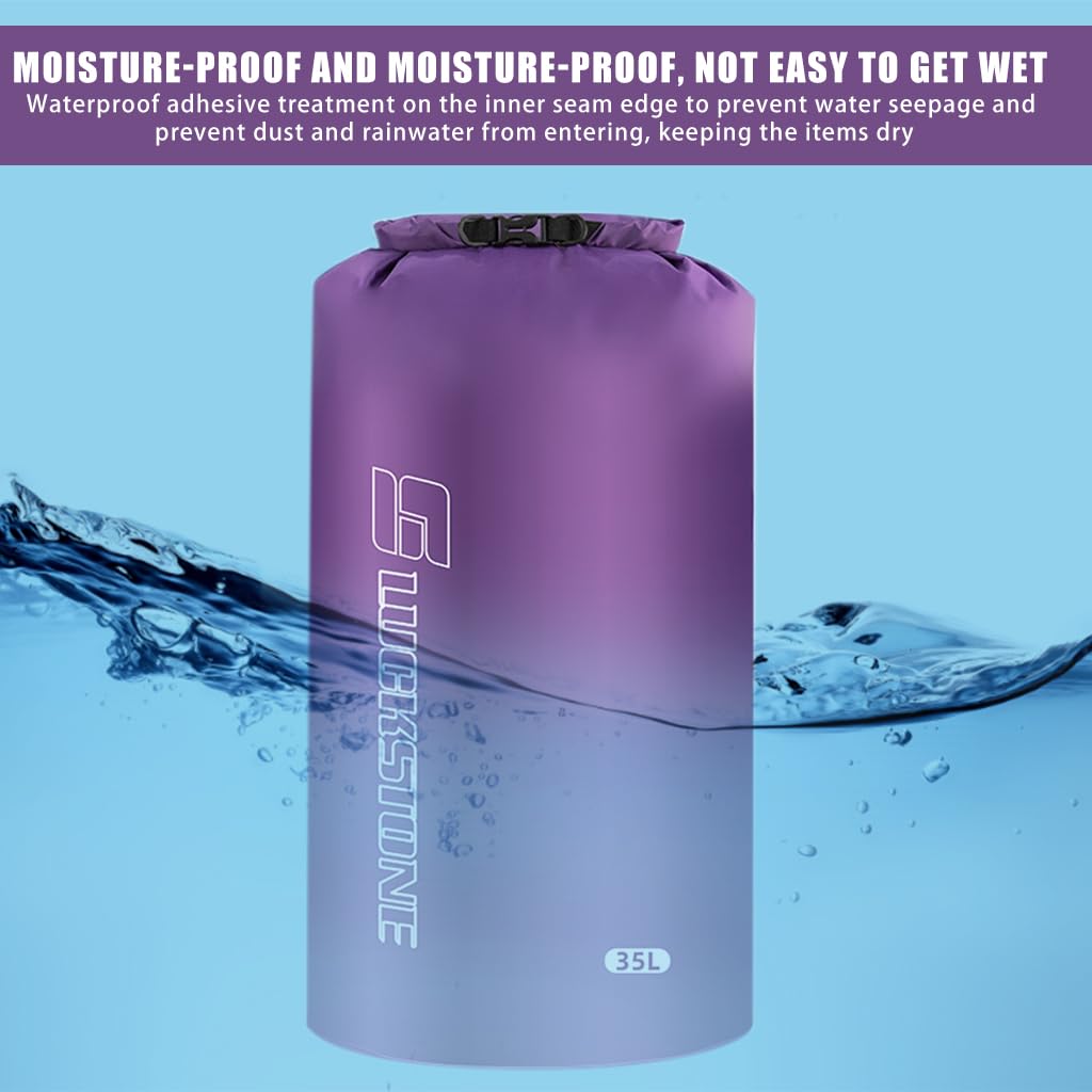 Proberos Waterproof Dry Bag for Kayaking and Camping 35L with Quick Release Buckle | Purple TPU Coated Floating Design