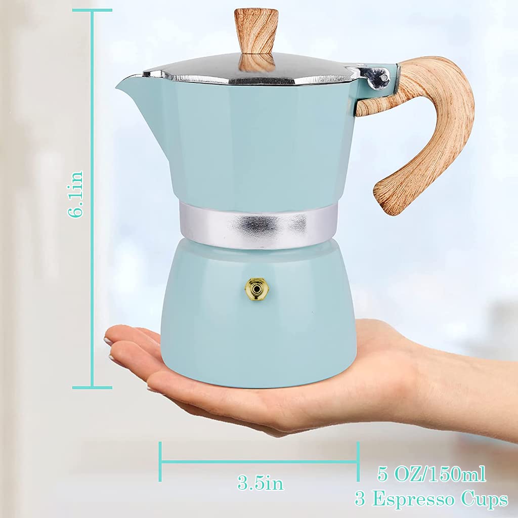 HASTHIP® Moka Pot Coffee Maker 300ml Stovetop Espresso Maker for 6 Cups Coffee Italian Coffee Maker Moka Pot Aluminum Alloy Manual Cuban Coffee Percolator Machine for Cappuccino Latte