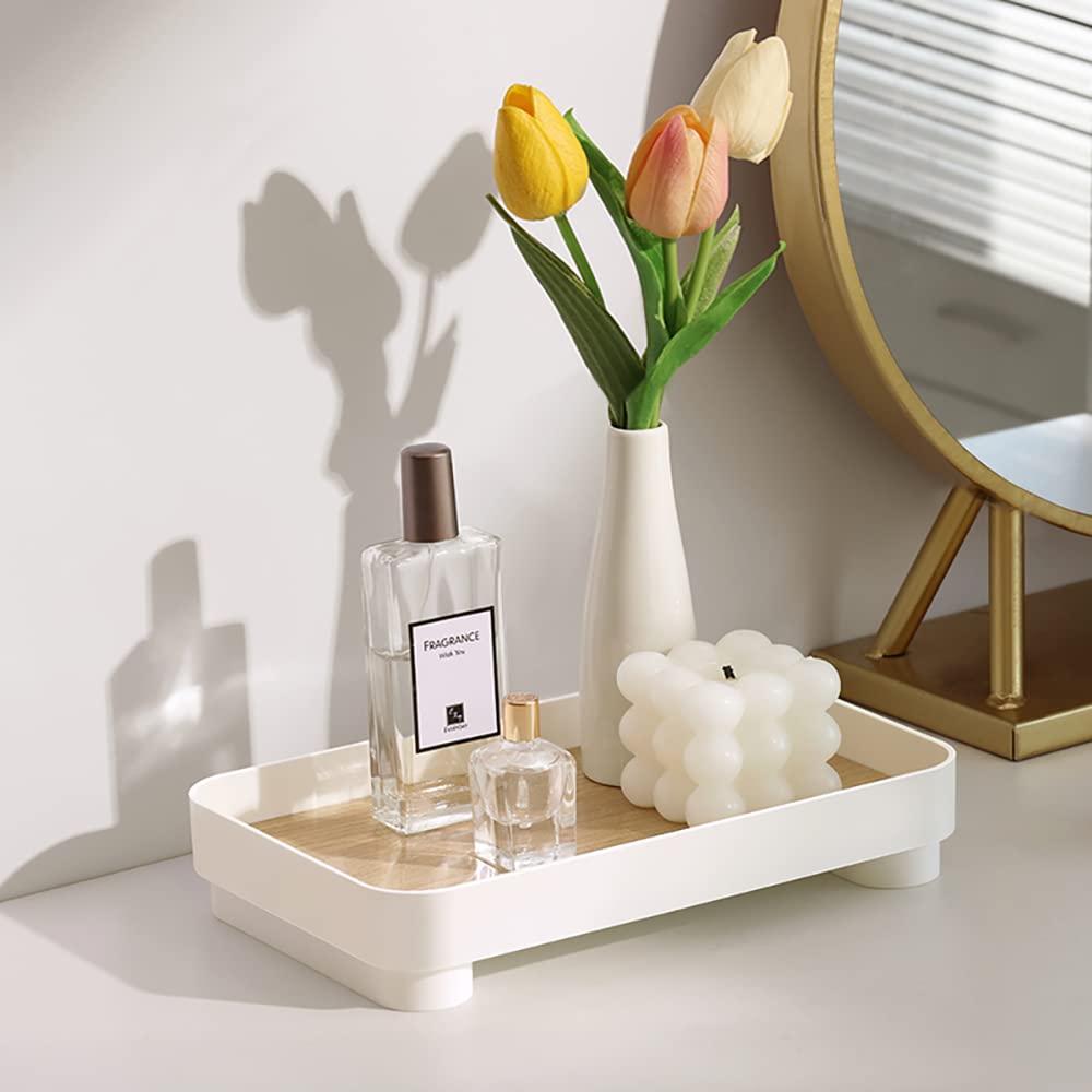 Supvox® Bathroom and Vanity Trays, White Rectangle Decorative Catchall Organizer Storage