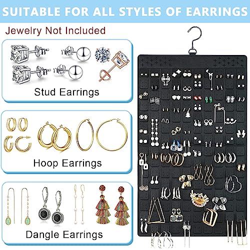 HASTHIP® 2PCS Hanging Jewellery Organiser Dual-Sided Necklace Earrings Large Felt Hanger for Closet Wall Door Holds Up to 300 Pairs and 30 Necklaces