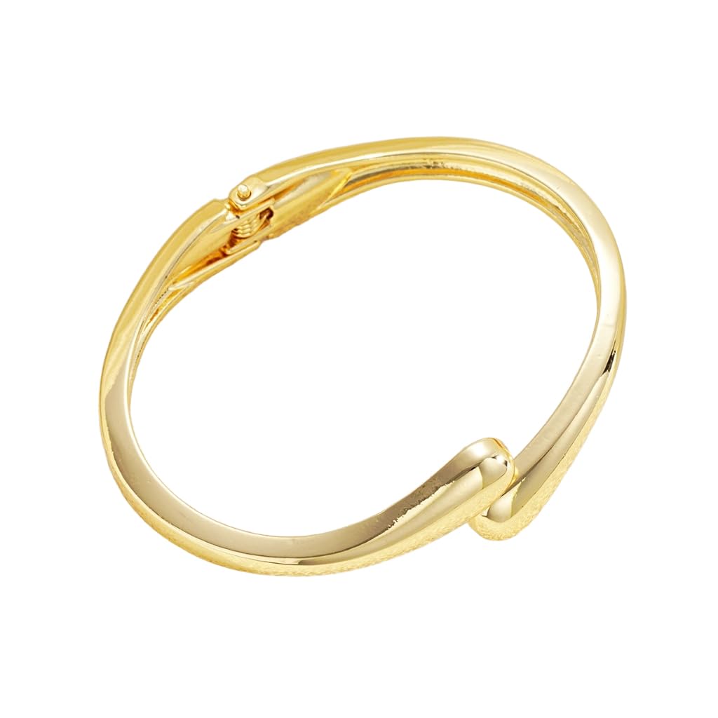 ZIBUYU® Gold Bangle Bracelets for Women & Teens, Trendy Chunky Adjustable Twist Cuff, Modern Circular Design, Durable Gold Plated, 21CM, Gift Jewelry for Birthday, Wedding, Festivals, Gold