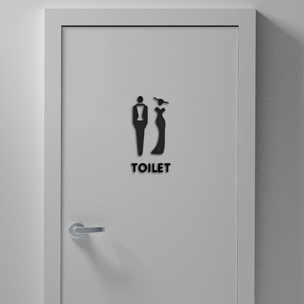 HASTHIP Acrylic Toilet Door Signs for Men and Women with Self Adhesive Backing | Modern Minimalist Design for Offices and Restaurants