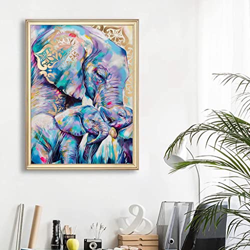 HASTHIP® Elephant Diamond Painting Kit with Round Diamonds, 5D Diamond Painting Kit for Adults & Kids, 30 X 40cm Full Drill Elephant Gem Art Painting Kit for Home Wall Decor Gifts (12x16inch)