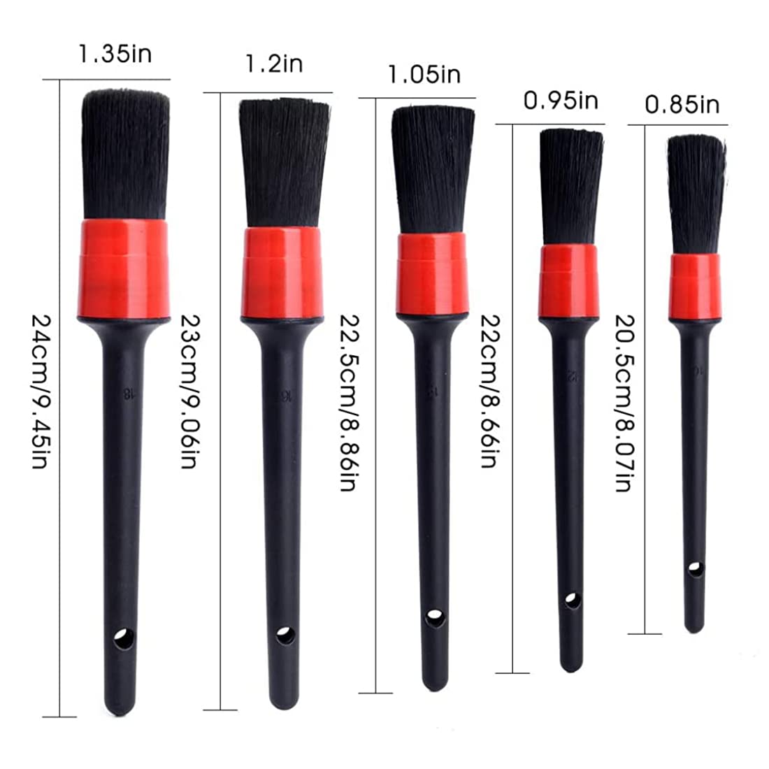 ELEPHANTBOAT Car Cleaning Brush Set for Interior and Exterior with 11 Pcs Tools | Boar Hair Mixed Bristles and Non Slip Handles