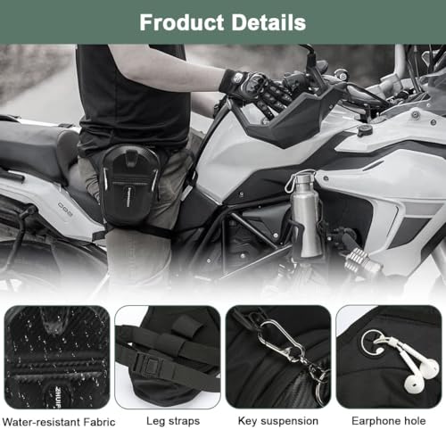 STHIRA® Motorcycle Waist Drop Leg Bag -Waterproof Hard Shell Storage Bag Double Layer Zippered Waist Leg