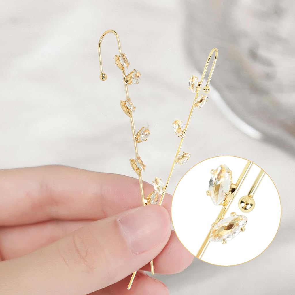 ZIBUYU Earrings for Women with Gold Crystal Crawler Hook Design | Elegant Party Jewelry Gift