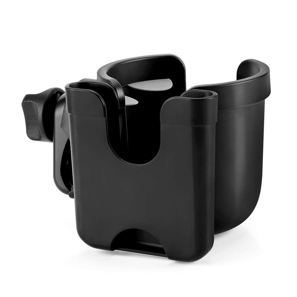 Proberos® Stroller Cup Holder with Phone Holder, 2-in-1 Cup Stroller for Bike Universal Strollers, Bike, Wheelchair, Walker, Scooter - Black