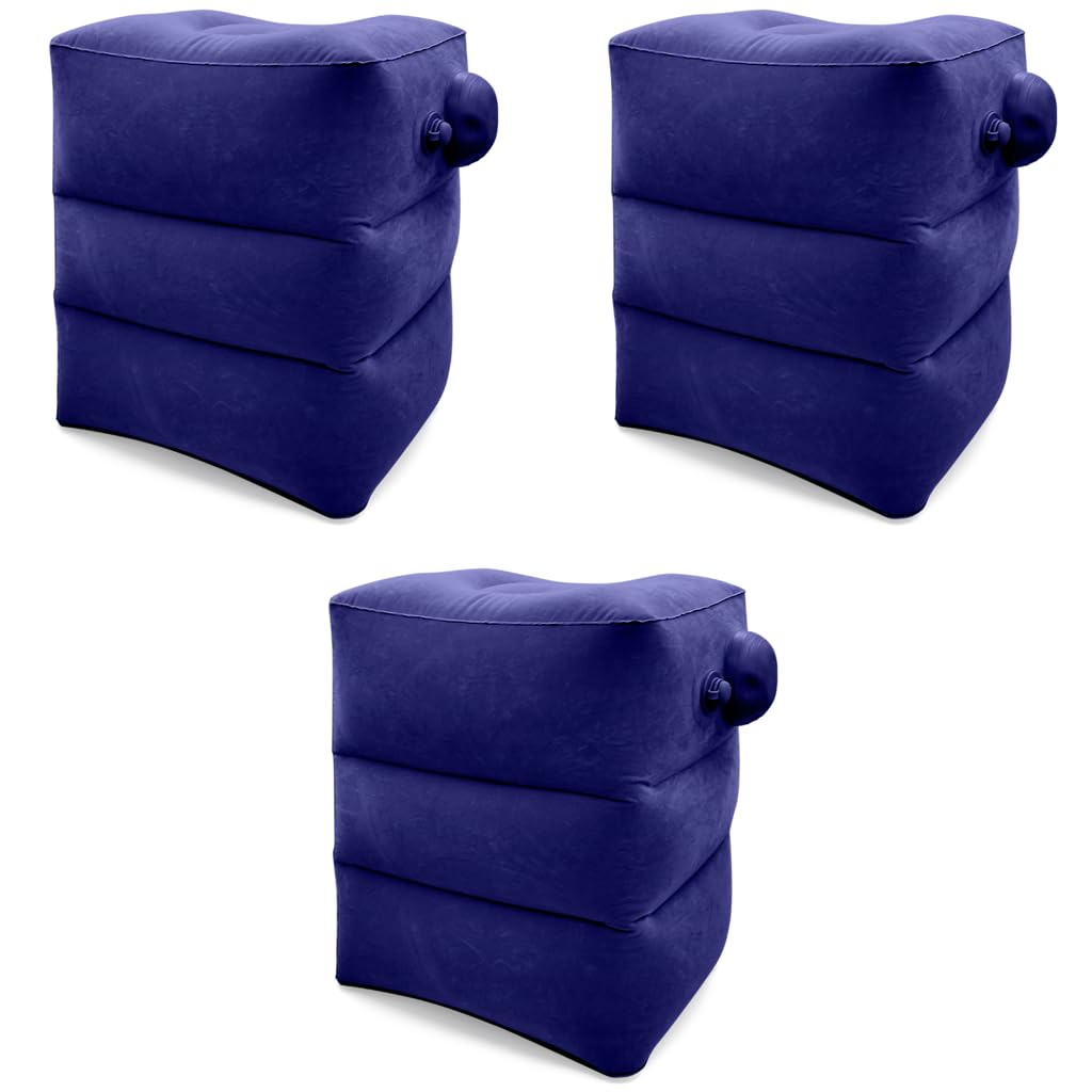HANNEA Inflatable Air Travel Pillow for Flight and Office with Self-Inflating Design | 3pcs 16×11×18 in Dark Blue Foot Rest