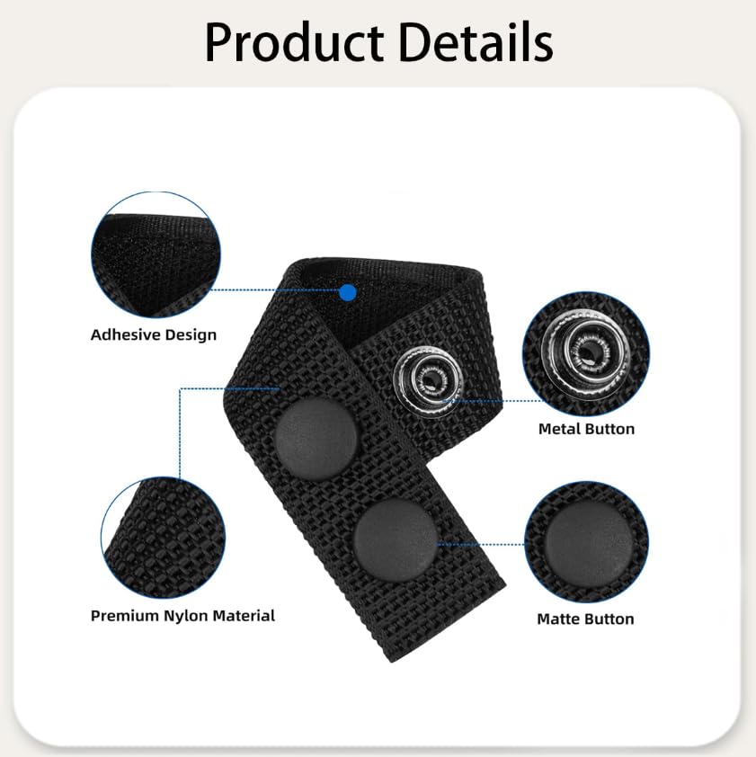 Zibuyu Belt Buckle Holders for Work and Tool Belts with Double Safety Snaps | 4 Pack Nylon
