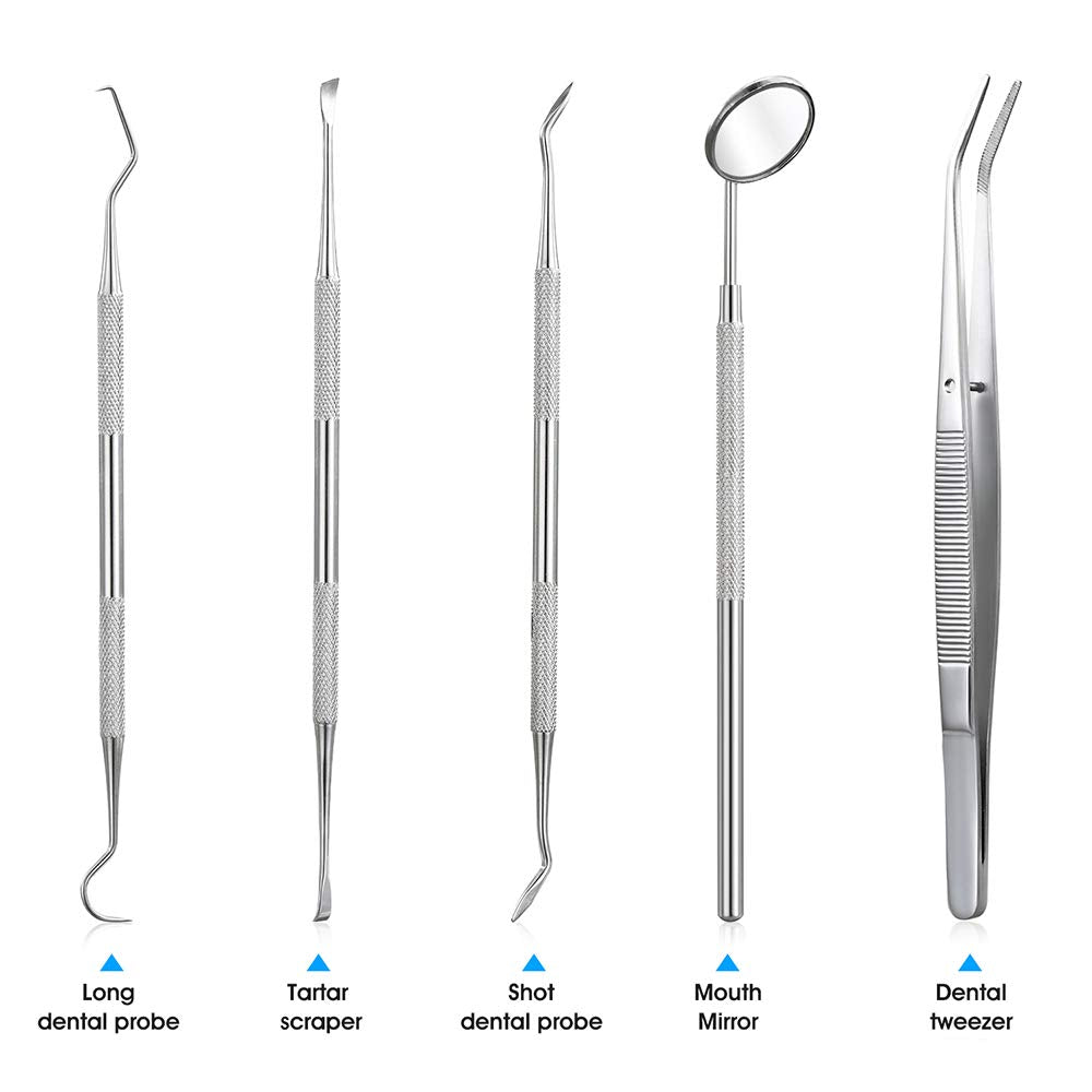 HANNEA Teeth Cleaning Tools for Home Dental Care with 5Pcs Stainless Steel Kit | for Personal and Pet Use