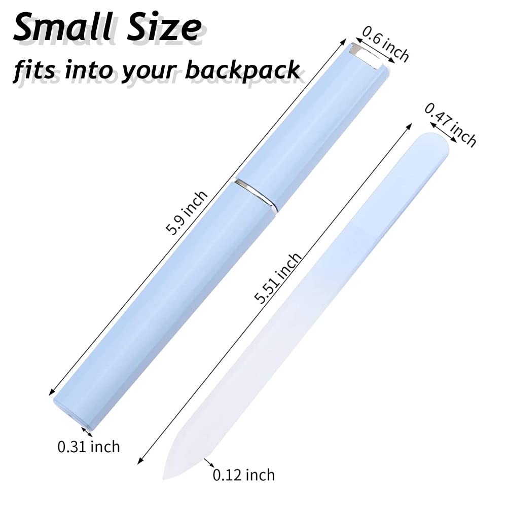 MAYCREATE Crystal Nail File Kit for Safe Nail Care with Double-Sided Etched Glass | 3pcs 5.5 in Files with Case