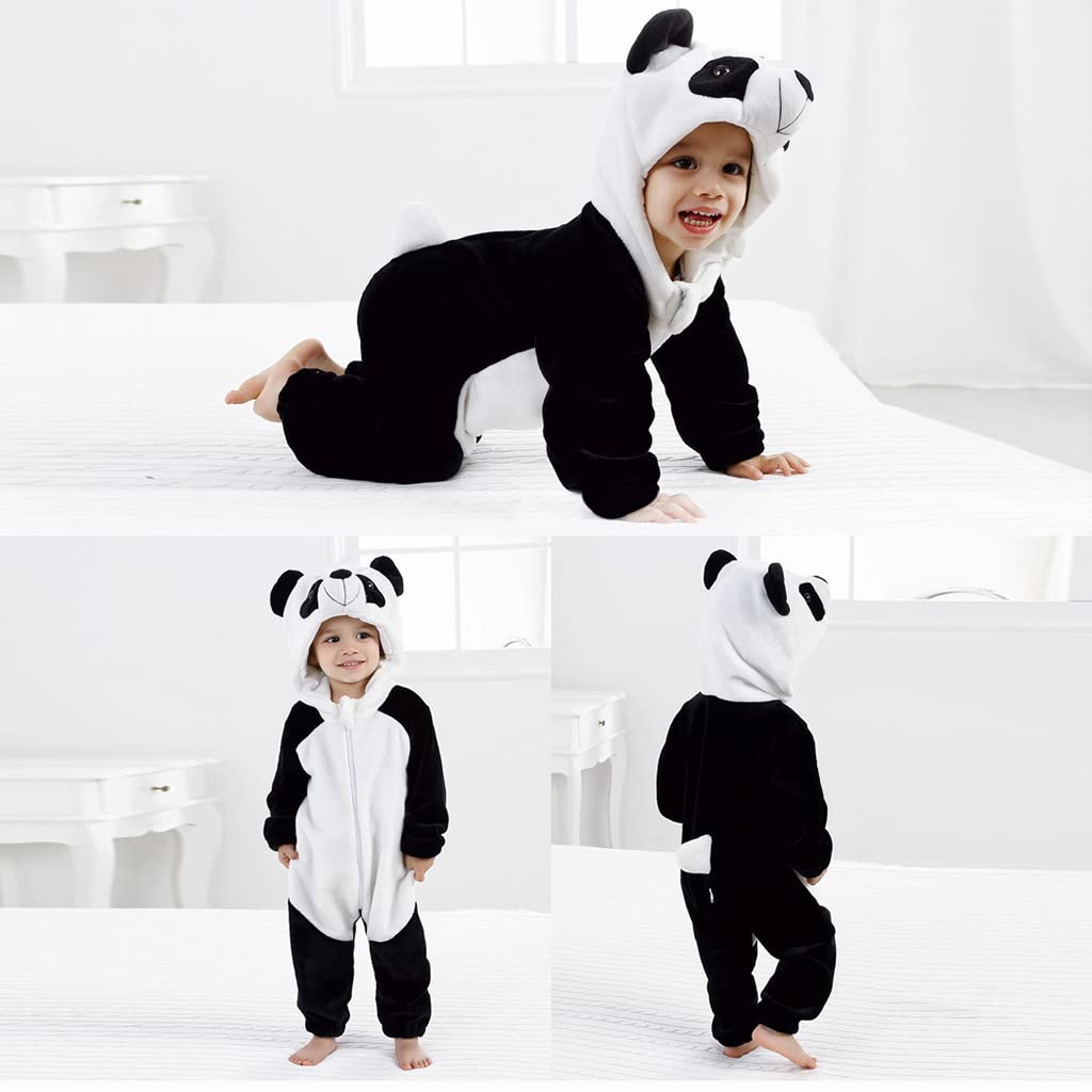 SNOWIE SOFT Baby Jumpsuit for 12–18 Month Kids with Full Zipper and Soft Flannel | Panda Pajamas