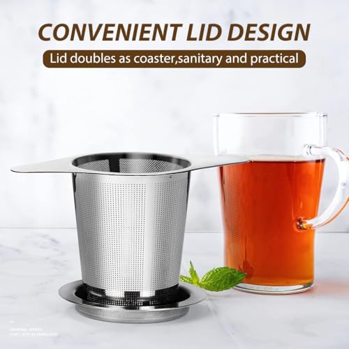 ZIBUYU® Tea Infuser Steeping with Lid Stainless Steel Fine Mesh Strainer for Loose Leaf Flavored Bag Herb Universal Travel Drinkwares 3PCS