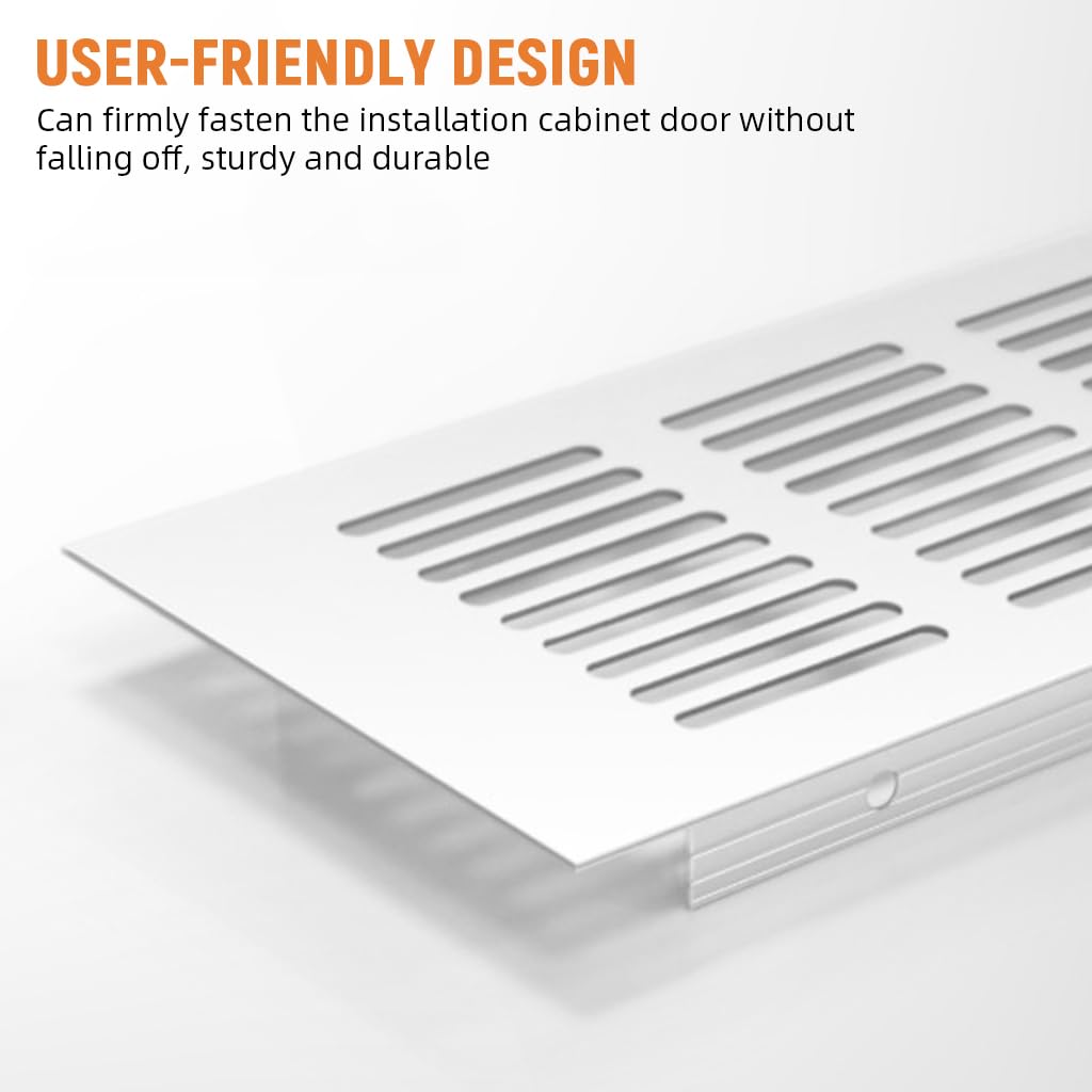 HASTHIP Ventilator Cover for Cabinets and Wardrobe Doors with Screw Mounting 17.7 x 1.9 in Aluminum | Silver Tone Finish