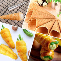 HASTHIP® 5 Pcs Cannoli Molds, DIY Non-Stick Stainless Steel Baking Cones Set, 4.72inch Cream Horn Molds, Roll Horn Forms Conical Danish Pastry Croissant Cones Moulds for Bread Croissant