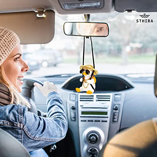 STHIRA® Swinging Duck Car Hanging Ornament, Cute Swinging Duck Rear View Mirror Hanging Decoration, Car Pendant Duck for Car Interior Accessories Auto Decoration Ornament Accessories Room Decoration Gifts