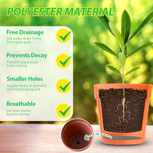 HASTHIP® 5 PCS Flower Pot Hole Mesh Pad 7.8 x 11.8 Inches Garden Drainage Glassfiber Liners Filter Screen Cuttable for Preventing Soil Loss Root Rot