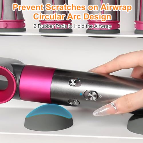 MAYCREATE® Curling Iron Holder Attachments Compatible with Dys*n Airwrap Organizer Stand on Desktop, Hair Wrap Storage Rack Accessories Wall Mounted-White