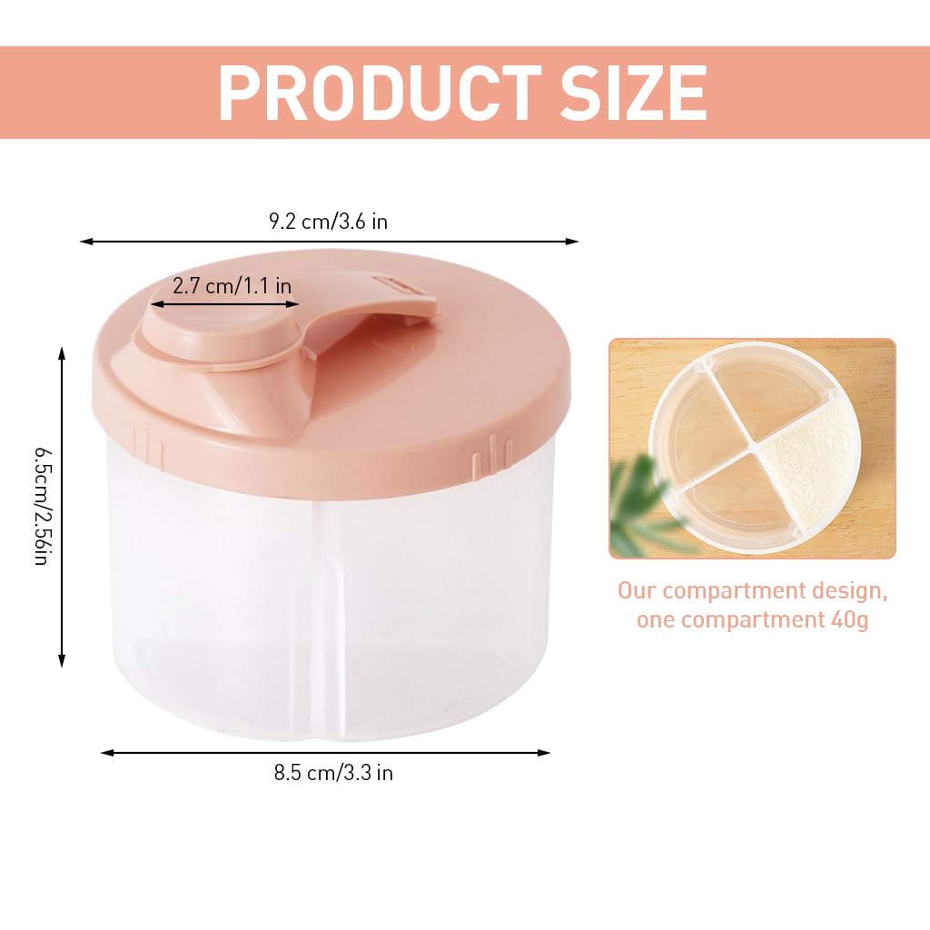 SNOWIE SOFT Baby Formula Dispenser with 4 Compartments 160g Food Grade PP Pink 2PCS