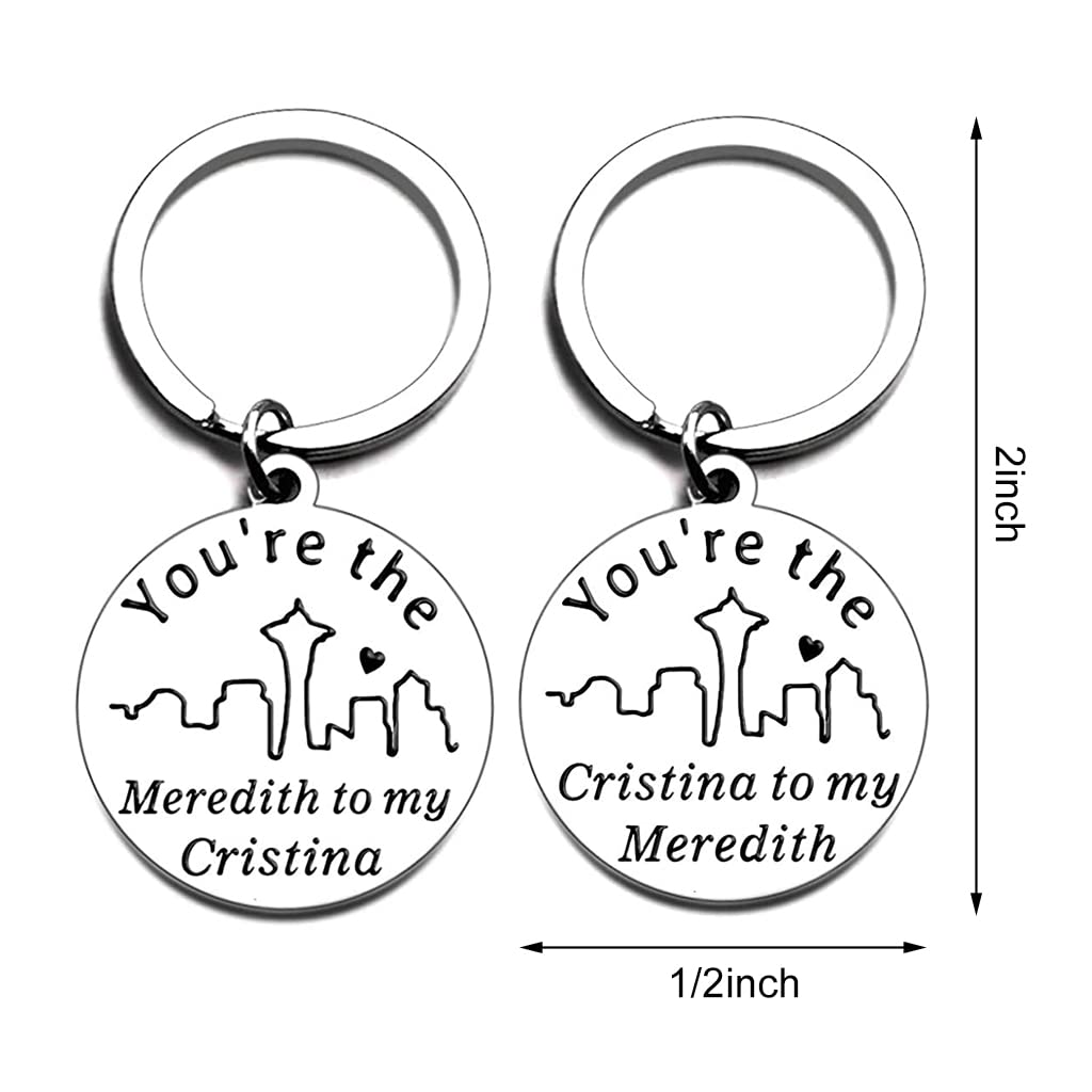 ELEPHANTBOAT® A Pair Couple Keychains with Box, Best Friends Soul Sisters BFF Keychains, You're The Meredith to My Cristina' and 'Cristina to My Meredith' Keyrings Birthday Valentine Gifts.