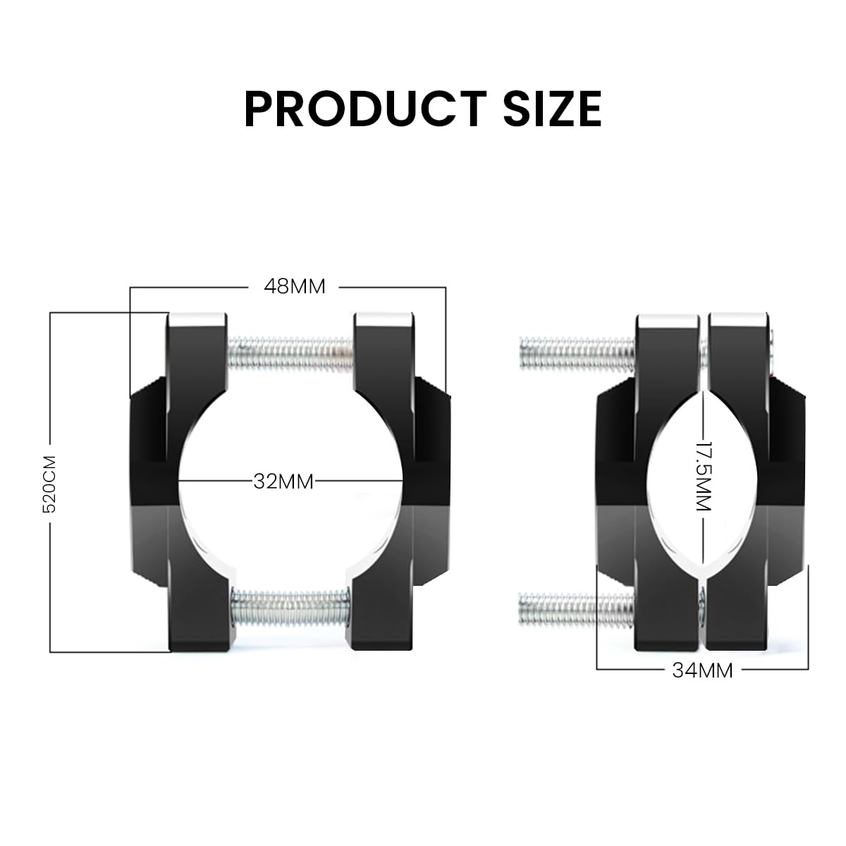 STHIRA Motorcycle Crash Guard for Handlebar or Bumper Mount with 17–32mm Adjustable Clamp | Aluminum Alloy Spotlight Bracket