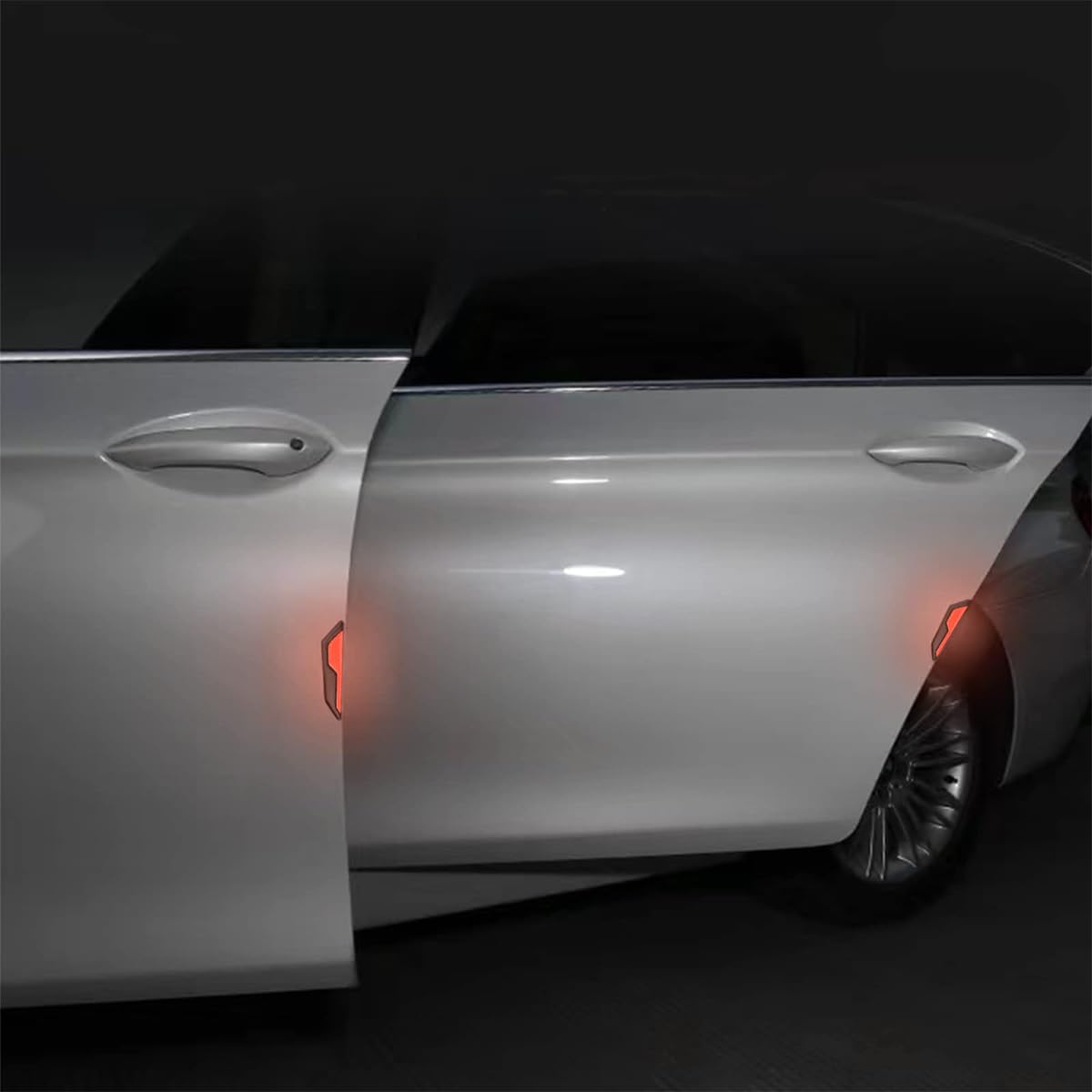 STHIRA Car Bumper Protector Guard 4Pcs for Anti Collision with Self Adhesive Design | Red Reflective Geometric Stickers