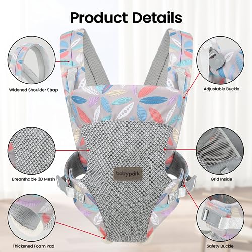 SNOWIE SOFT® 4 in 1 Baby Carrier Adjustable Kangaroo Front Face-in Out Breathable Wrap for Newborn Toddler 0-36 Months Under 26KG Multicolor 2 PCS