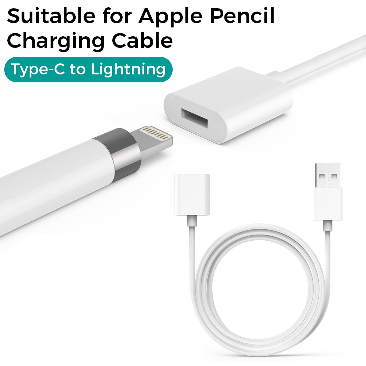 ZORBES USB C to Lightning Charging Cable for Apple Pencil 3.3ft featuring Reinforced Joint | Fast Charging and Data Sync