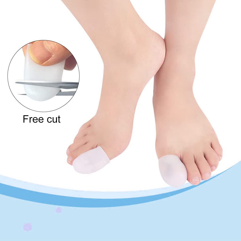 MAYCREATE® 3 Pairs Silicone Gel Toe Separator Caps for Big Pain Relief Blisters Corns Calluses Odor Resistant Washable Reusable Protective Cushions Milky White L 2 PCS