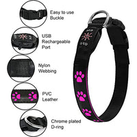 Qpets® Dog Collar for Large Dog, 7 Colours LED Dog Collor Light Up Dog Collar USB Rechargeable Quick Release Buckle, Adjustable Size PVC Leather Dog Collar, Dog Neck Collar(Size: L)