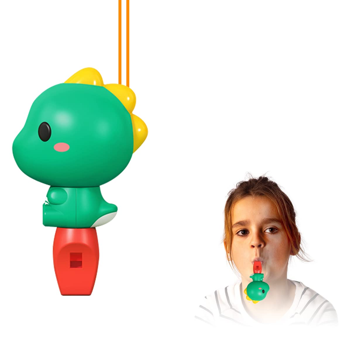 PATPAT Whistle Toy for Kids with Lanyard featuring Green Cartoon Dinosaur | Safe ABS Material