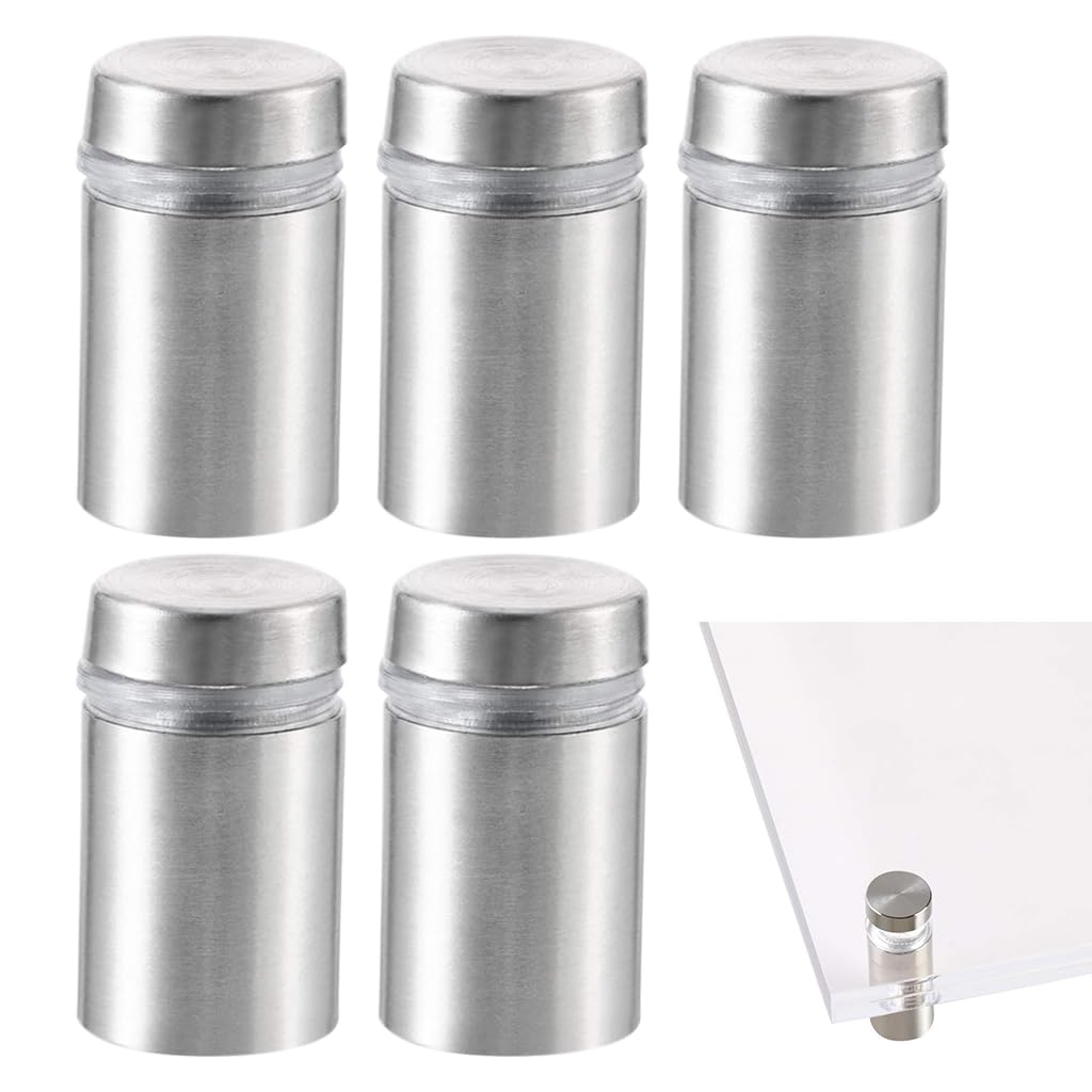 Serplex Standoff Screws for Acrylic and Glass Panels 1.2x2cm with Brushed Finish | Stainless Steel Mounting Set