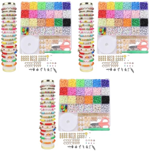 SANNIDHI® 5100+ Clay Beads Bracelet Making Kit for Beginner Friendship Preppy Polymer Heishi for Bracelets Jewelry with Charms DIY Arts Crafts Gifts 3 PCS