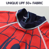 SNOWIE SOFT® Boys Swimsuit Swimming Cap Set Short Sleeve Spiderman Print Swimsuit for Boys Stretchy One-Piece Swimming Suit for Boys UPF 50+ Swimming Suit for Boys 3-4 Years Old, Size 110cm