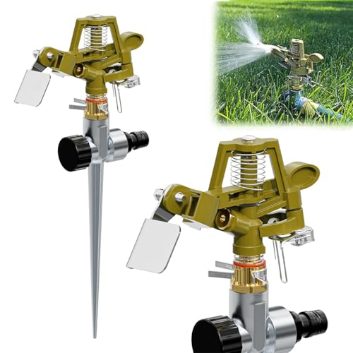 ORTIZA® Garden Rotating Water Sprinkler, 360° Adjustable Sprinkler for Garden Watering, Universal Zinc Alloy Sprinkler Nozzle with Stainless Steel Rod, Garden Irrigation System for Garden Lawn