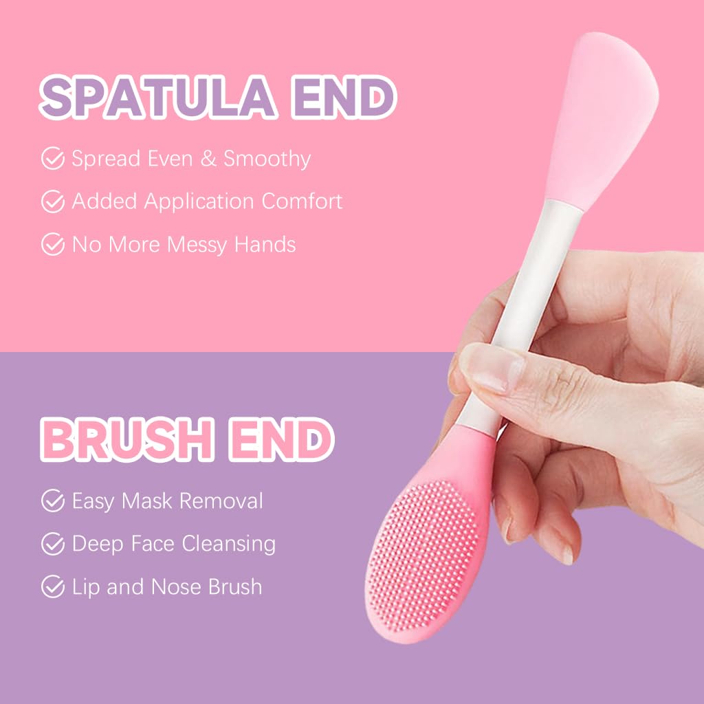 MAYCREATE Face Mask Brush Set for Skincare with Dual End Applicator and Silicone Scrubber | 2Pcs