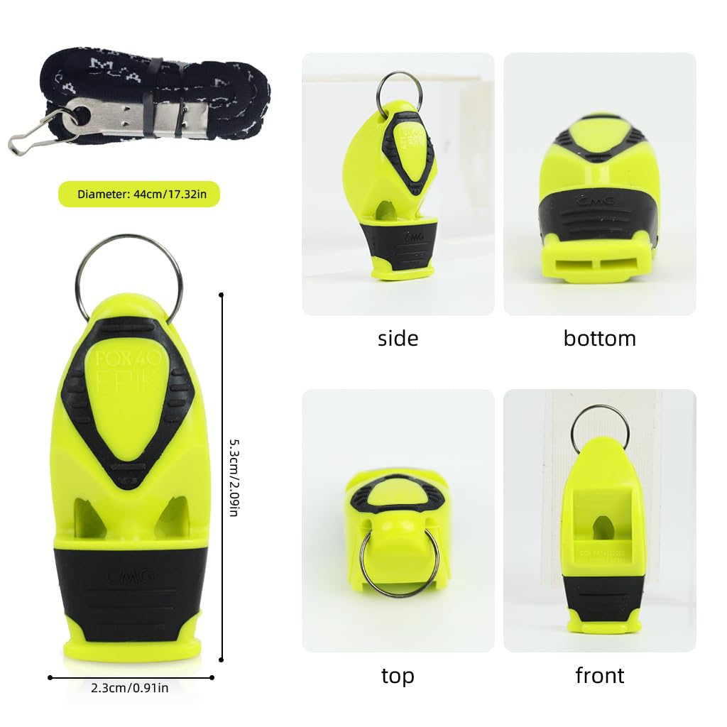 PROBEROS Whistle for Coach Sports with 120 dB High Pitch Air Vibration Design | 2PCS Green