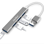 ZORBES® Grey USB Hub 3.0 for PC,4 Port High Speed USB Hub with Aluminium Shell,Compatible for PC,MacBook,Mac Pro,Mac Mini,iMac,Surface Pro,XPS and PC