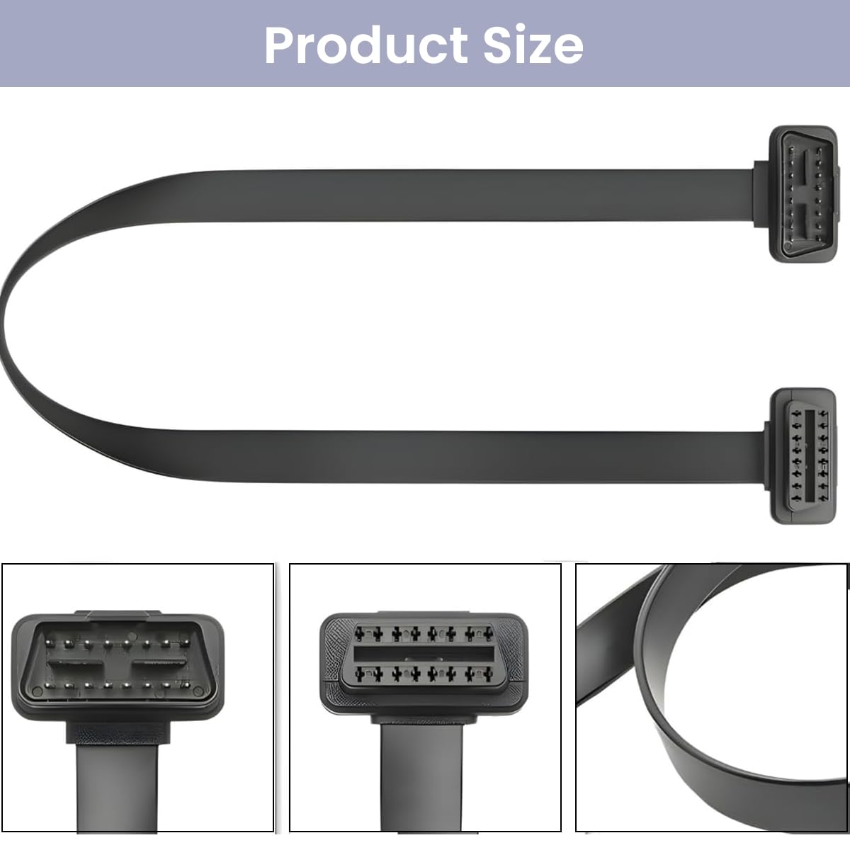 STHIRA OBD2 Extension Cable for Automotive Diagnostics with 23.6 in Flexible Flat Design | Protects OBDII Port