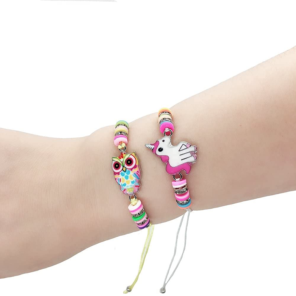 PALAY 12Pcs Women Girl Unicorn Owl Woven Friendship Value Set Kids Party Favor Adjustable Bracelet, One Size, Multicolor