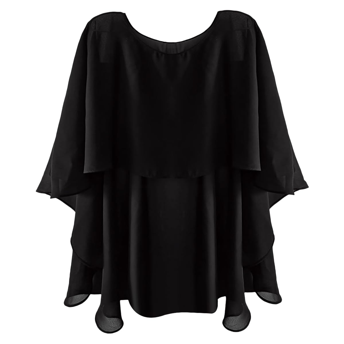 Venzina Chiffon Shawl Wrap for Evening Dresses with 11.8–27.5 in Coverage | Black Capelet