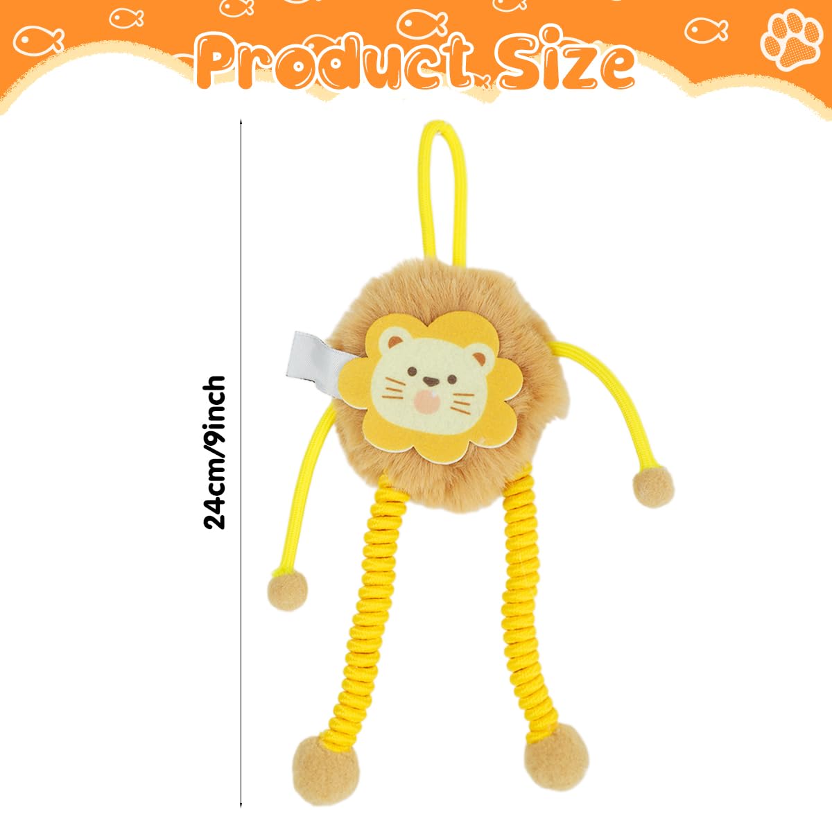 Qpets Cat Plush Toy for Indoor Playtime with Elastic Hanging Rope and Soft Lion Design