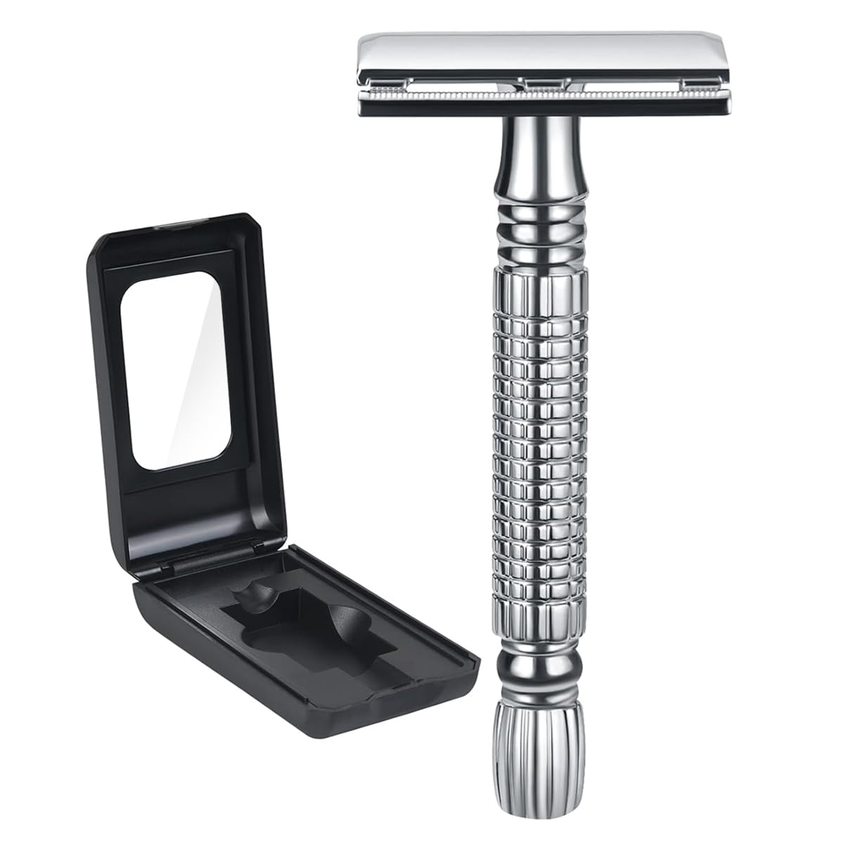 PATPAT Double Edge Safety Razor for Men and Women with Mirror Case | Stainless Eco Reusable Shaver