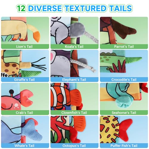 SNOWIE SOFT® 6PCS Cloth Books for Babies 0 to 3 Years Sensory 6-12 Months with 3D Touch Feel High Contrast Dimensional Built in Rustling Sound Early Educational Waterproof Toy