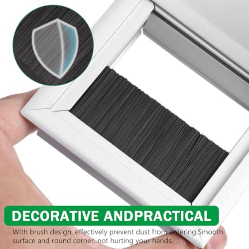 HASTHIP® Desk Hole Cap Square Desk Hole Cover Cable Management Aluminium Office Desk Cable Hole Cap Retrofit Square Desk Hole Cap 80x80mm Desk Cord Cable Hole Cover 3 PCS