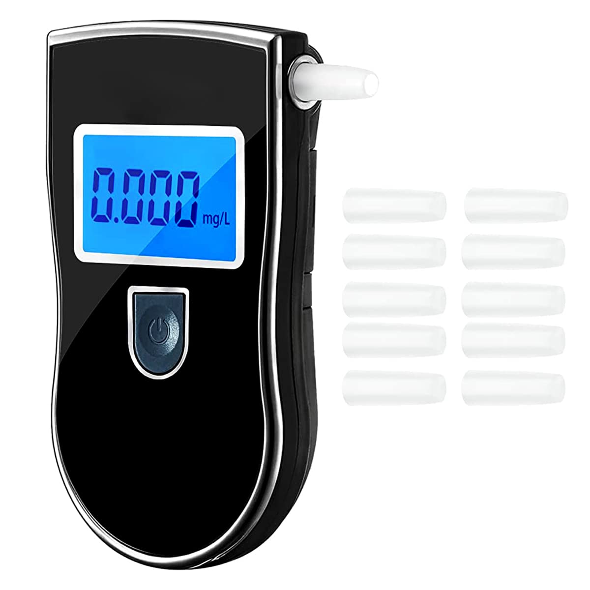 ZORBES Alcohol Testing Machine with 10 Nozzles Alcohol Tester Breathalysers Portable Battery Powered Breathalyzers with LCD Digital Display Siginal Light Indicator High Precision 0.00-0.199% BAC