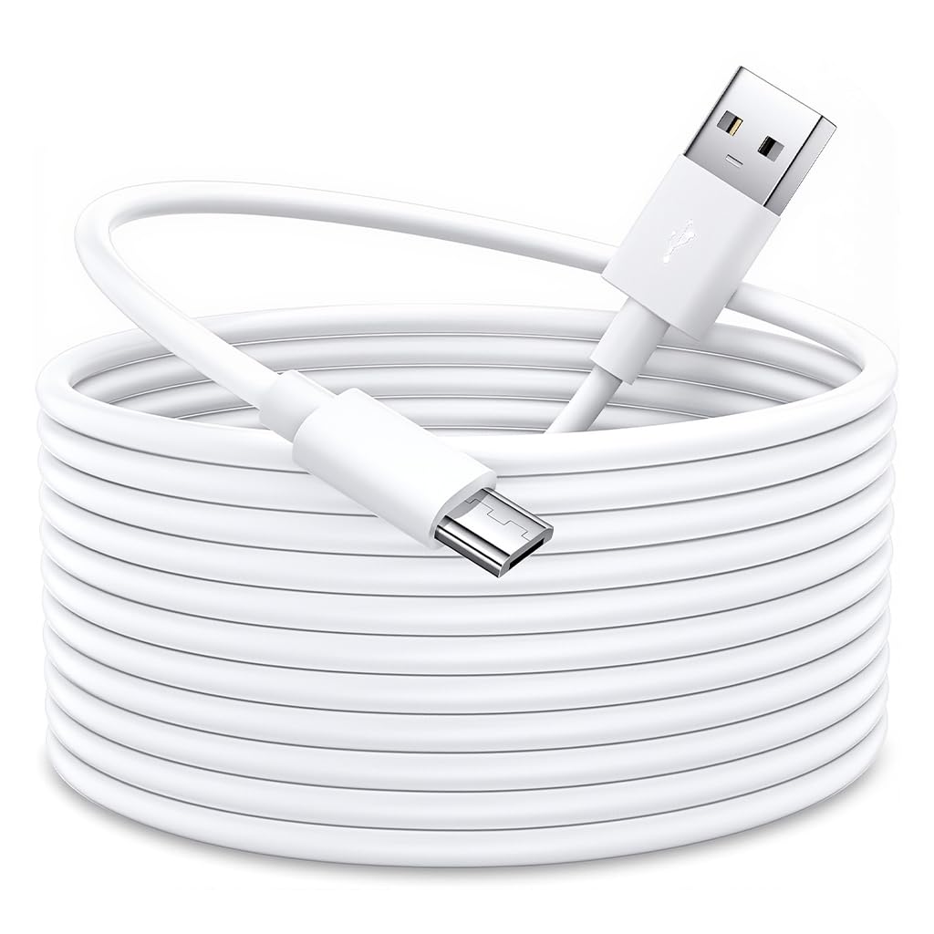 Verilux Micro USB Extension Cable for Security Cameras with Reinforced Connectors 19.6 ft | Stable Power Supply